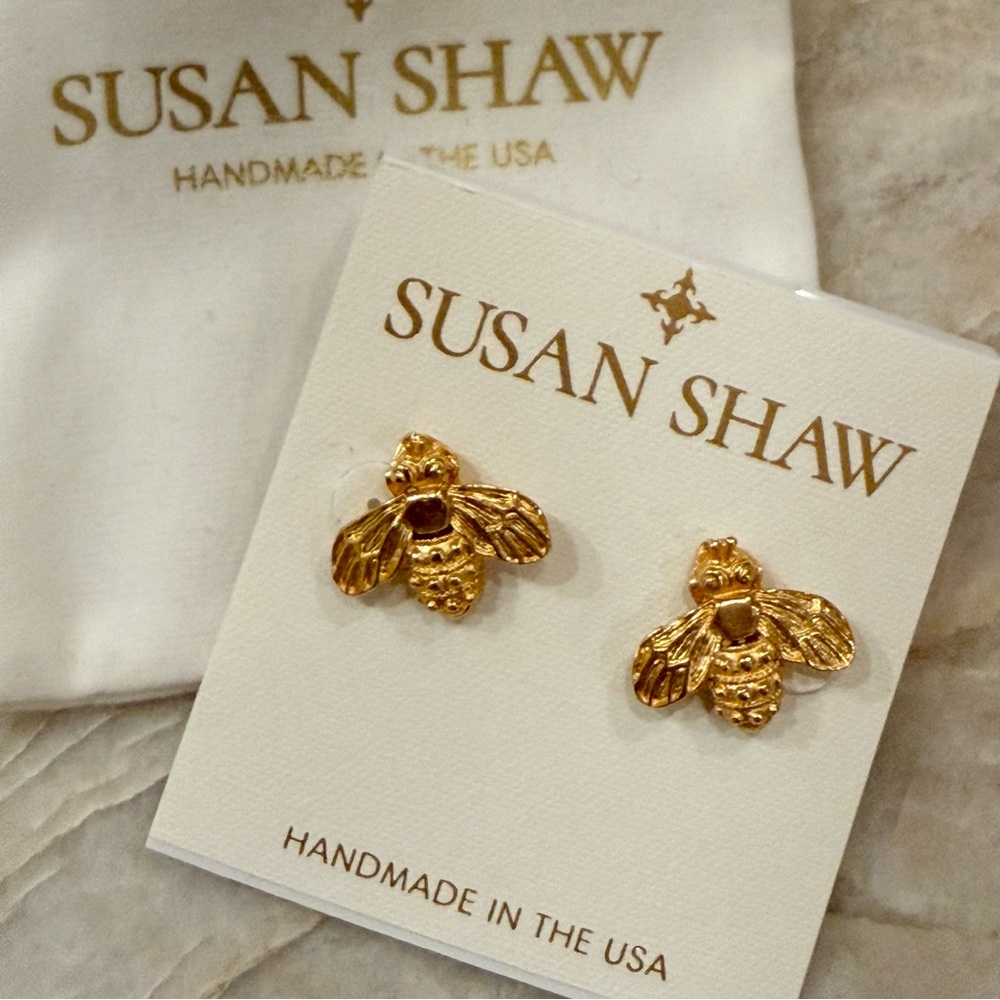 Susan Shaw Gold Bee Stud Earrings